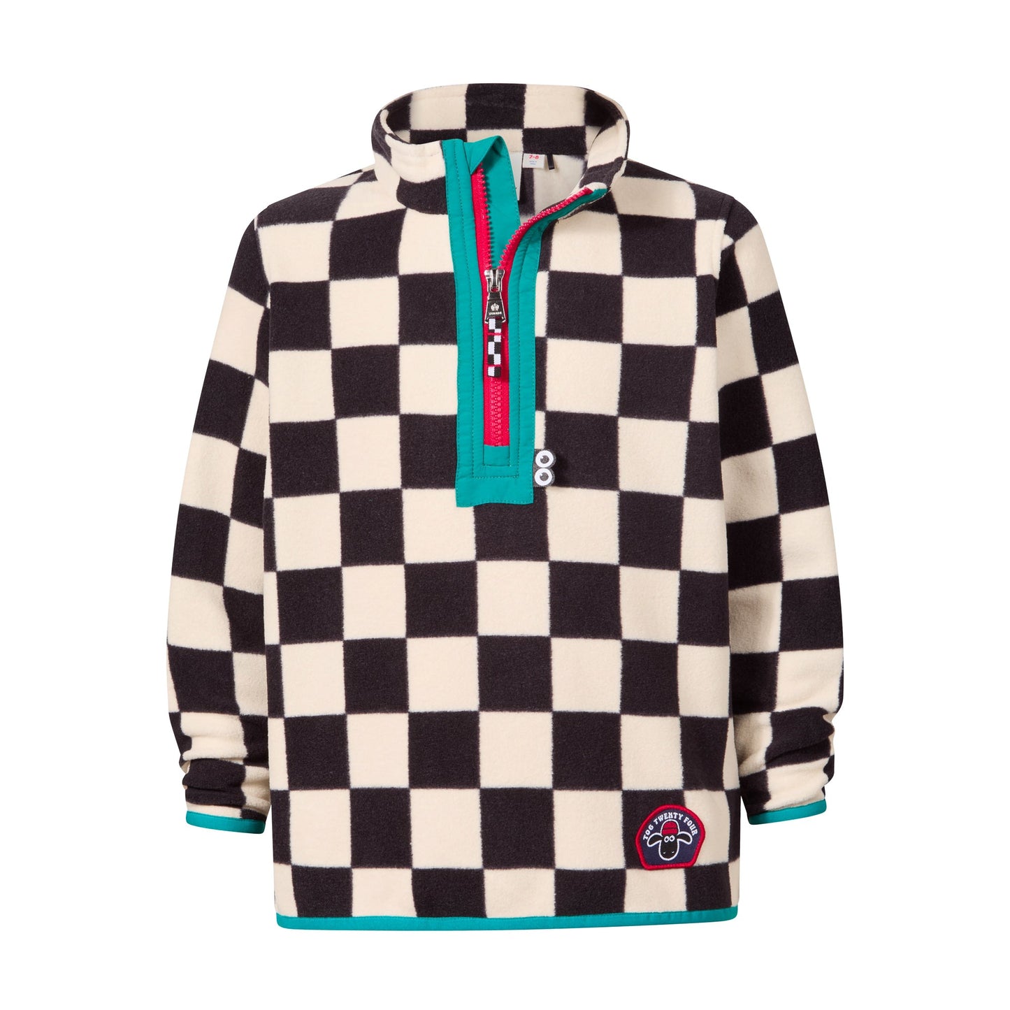 Brecknock Kids Shaun the Sheep Fleece Zip Neck - Woolly/Black Checkerboard