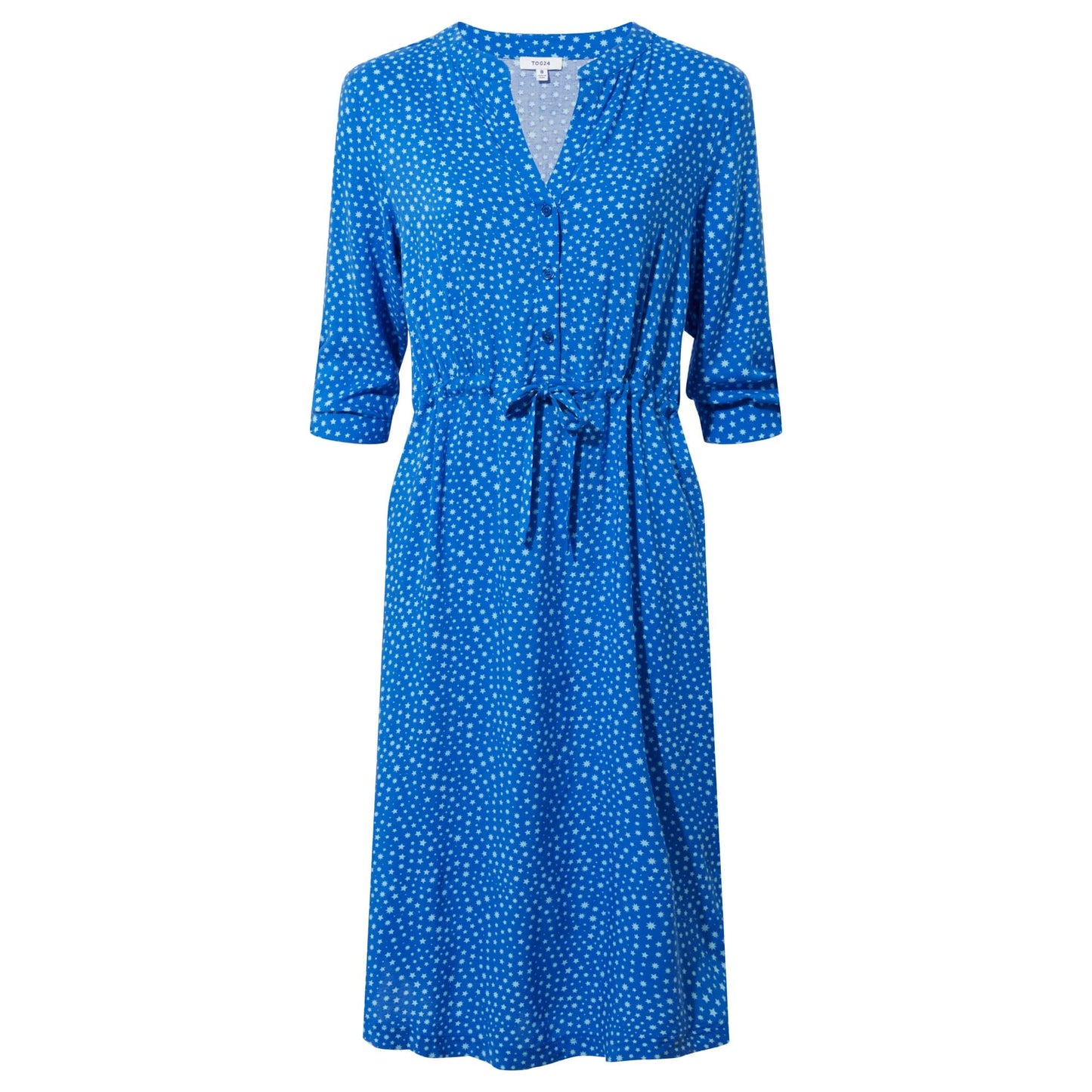Claudia Womens Shirt Dress - Mykonos Blue Star Print