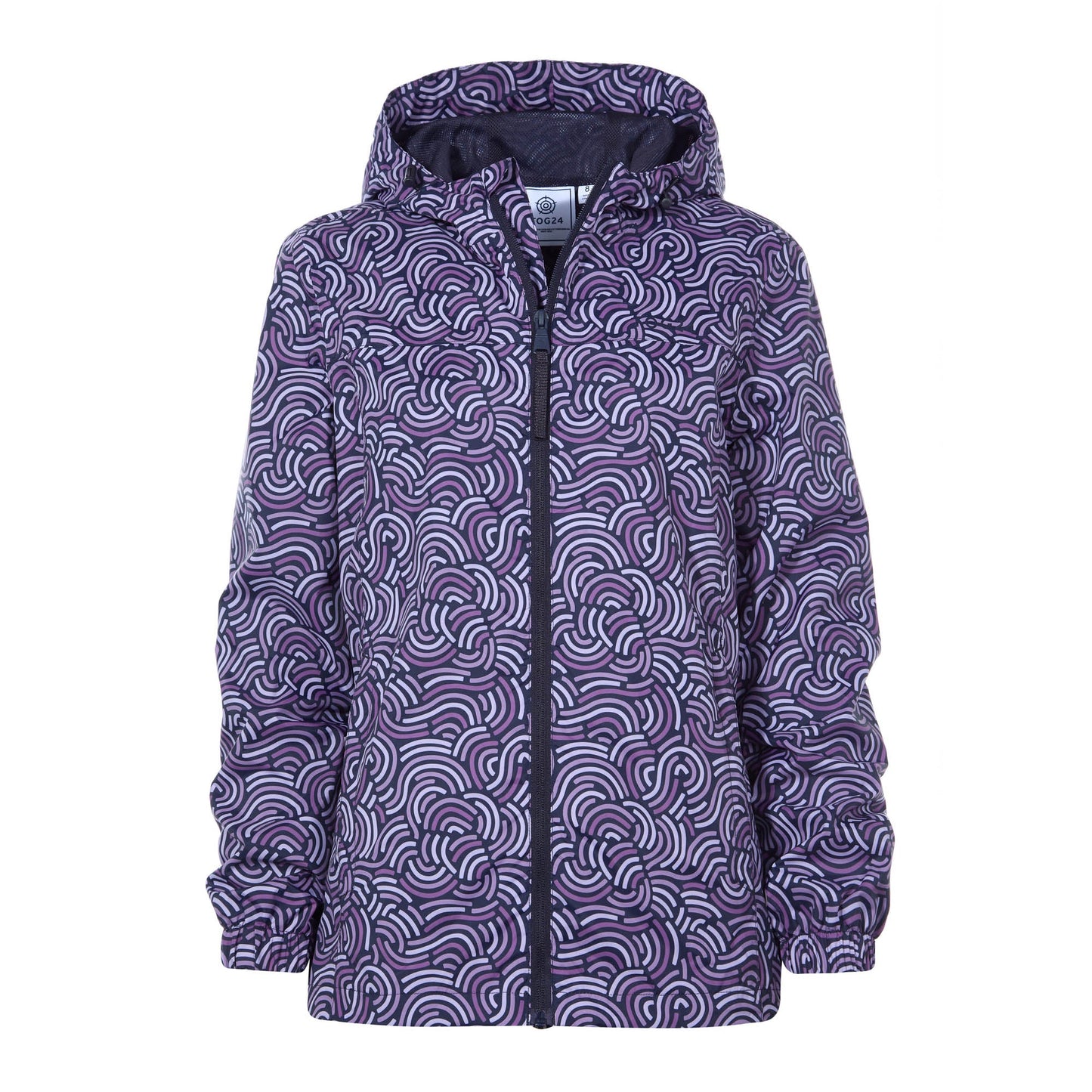 Craven Womens Waterproof Packaway Jacket - Dk Indigo/Lilac Blossom Wave Print