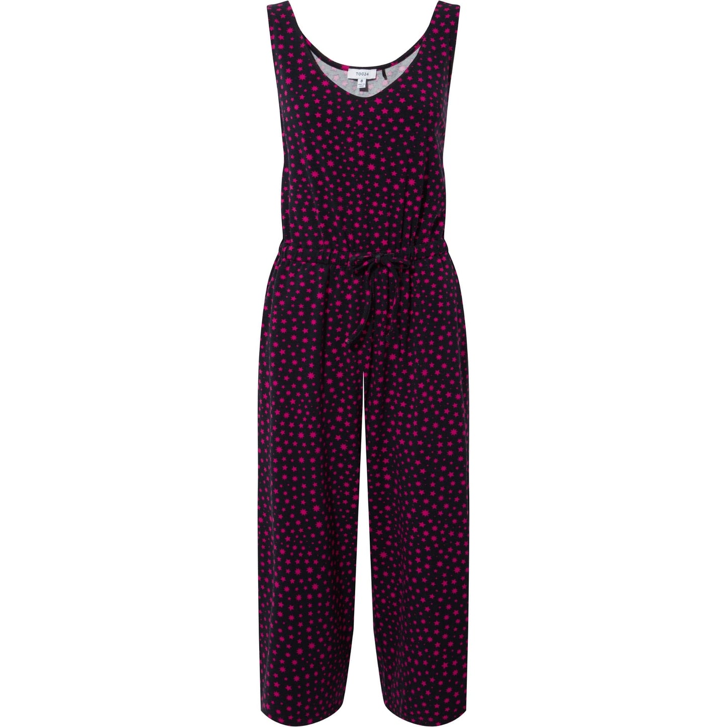 Emmie Womens Supersoft Jumpsuit - Magenta Star Print