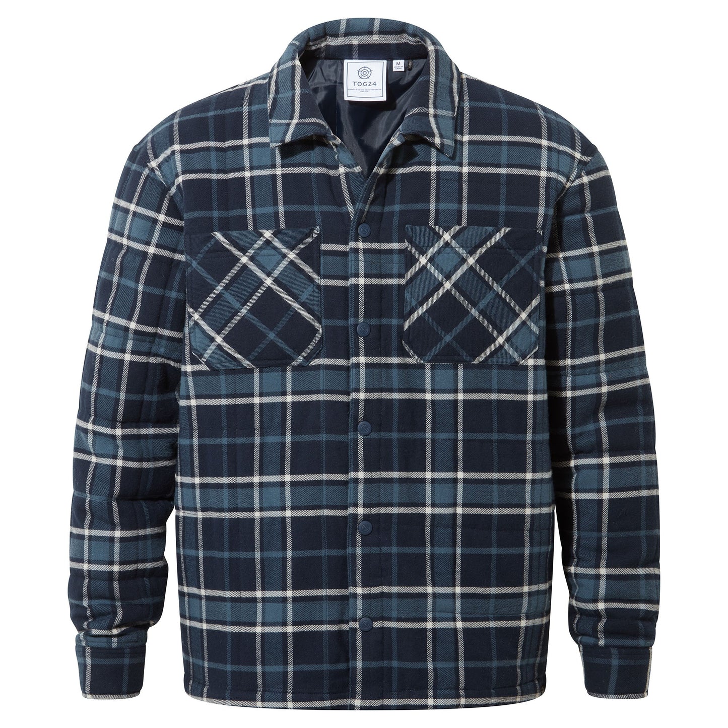 Kinsey Mens Quilted Flannel Shacket - Dark Indigo Check