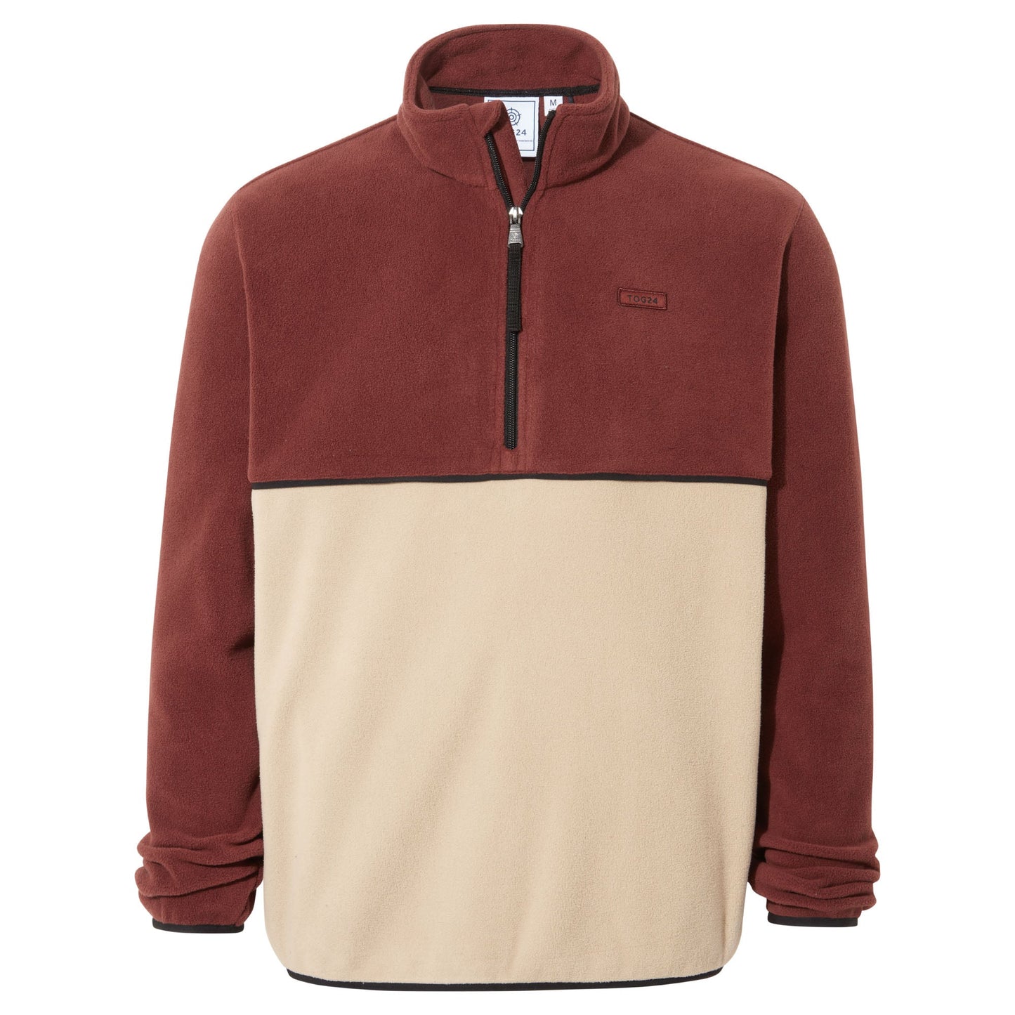 Kirton Mens Relaxed Fit Microfleece Zip Neck - Port/Hazelnut