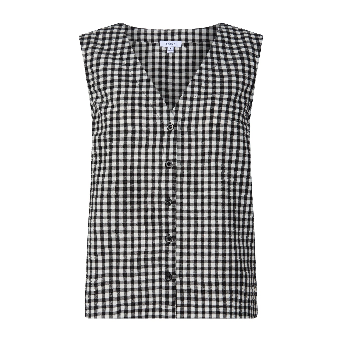 Lila Womens Short Sleeve Gingham Check Shirt - Black Check