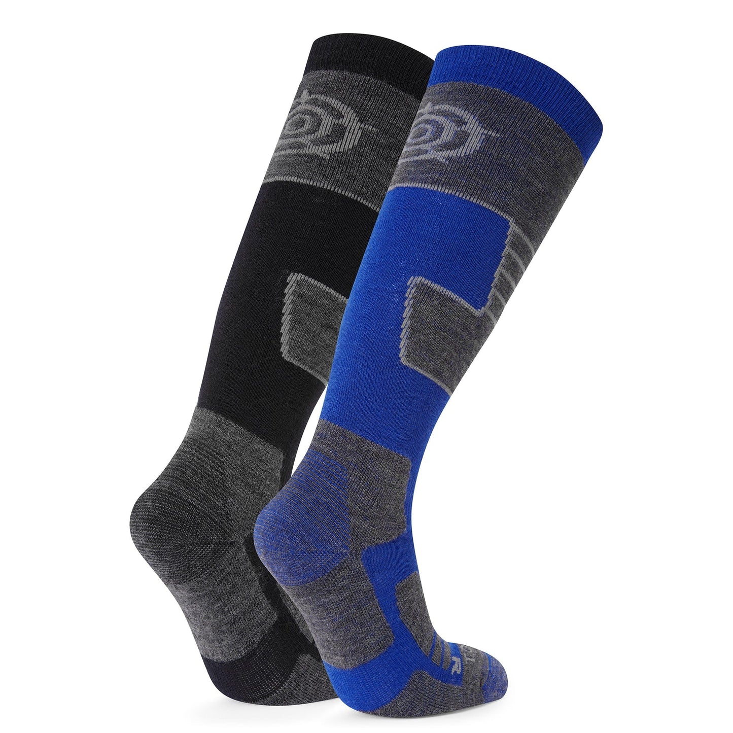 Linz 2 Pack Mens Ski Socks - Black/Royal Blue
