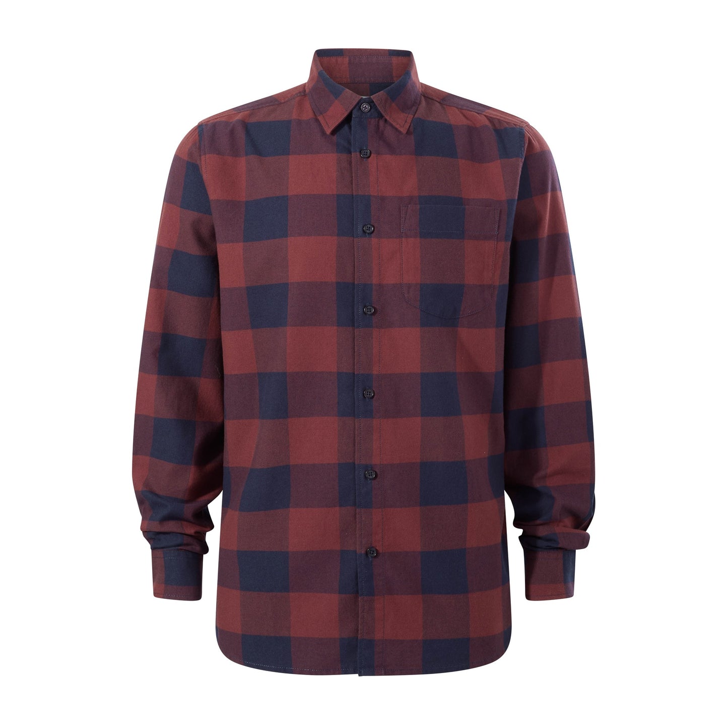 Marcel Mens Brushed Flannel Check Shirt - Blue & Brown Check