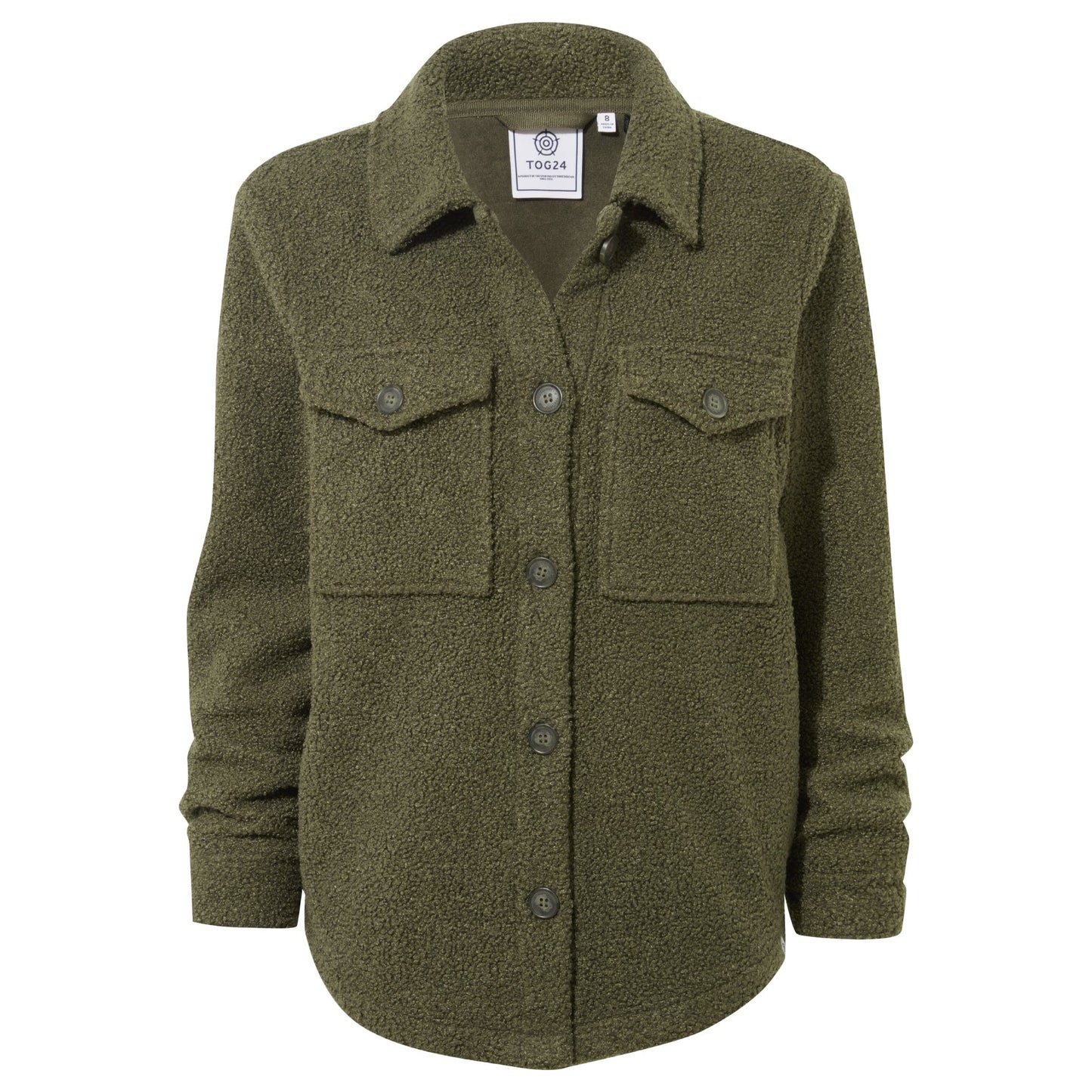 Maxine Womens Supersoft Sherpa Fleece Shacket - Khaki