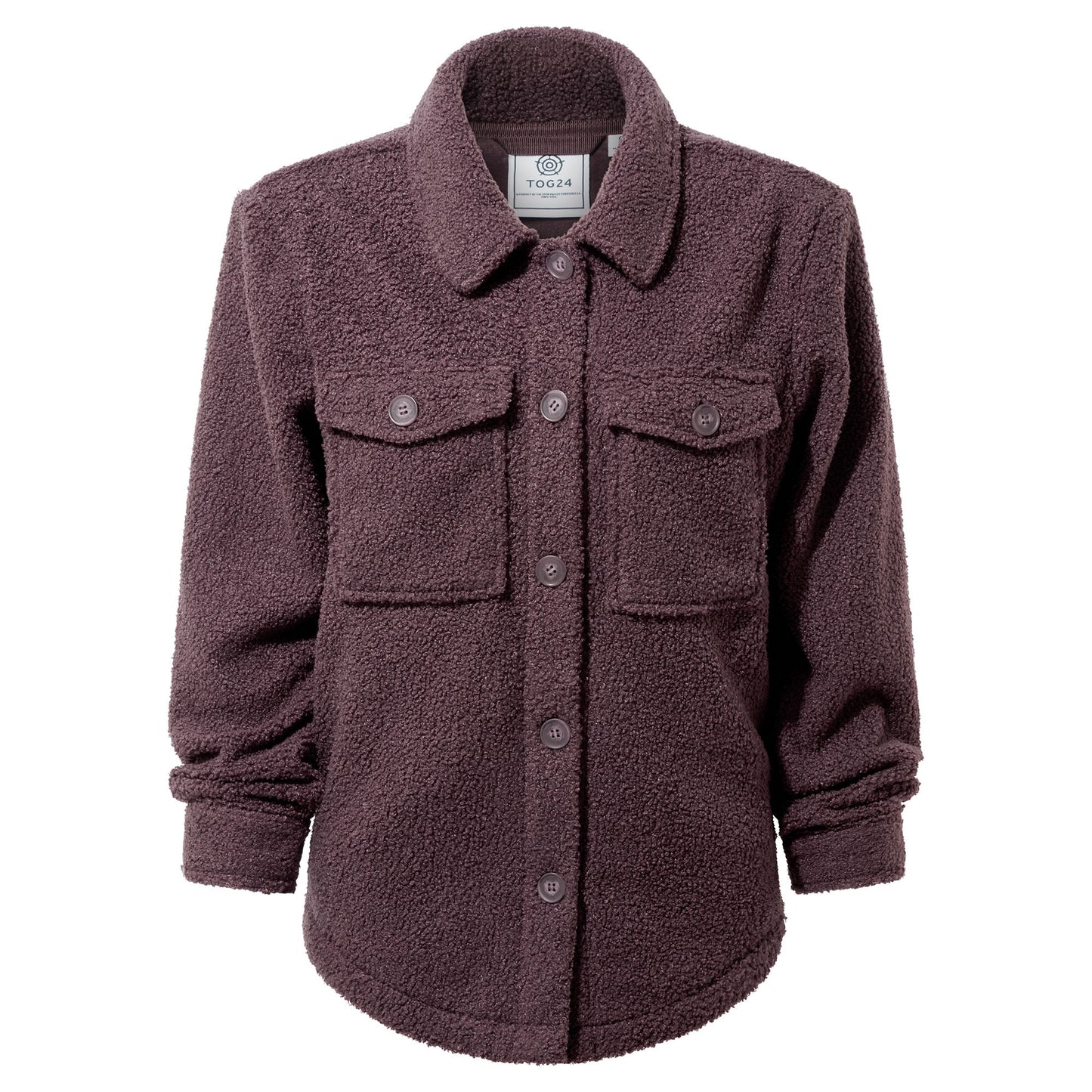 Maxine Womens Supersoft Sherpa Fleece Shacket - Dark Mauve