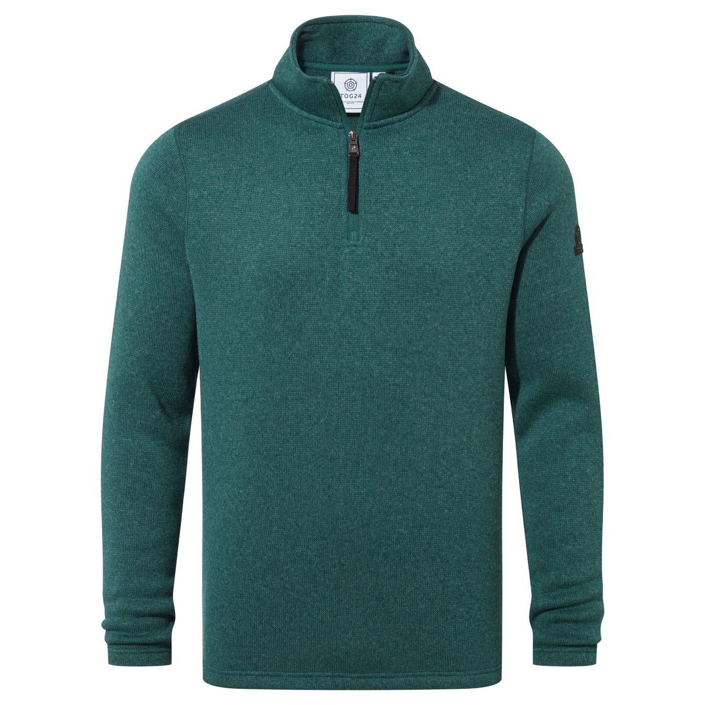 Pearson Mens Knitlook Quarter Zip Fleece - Dark Turquoise Marl