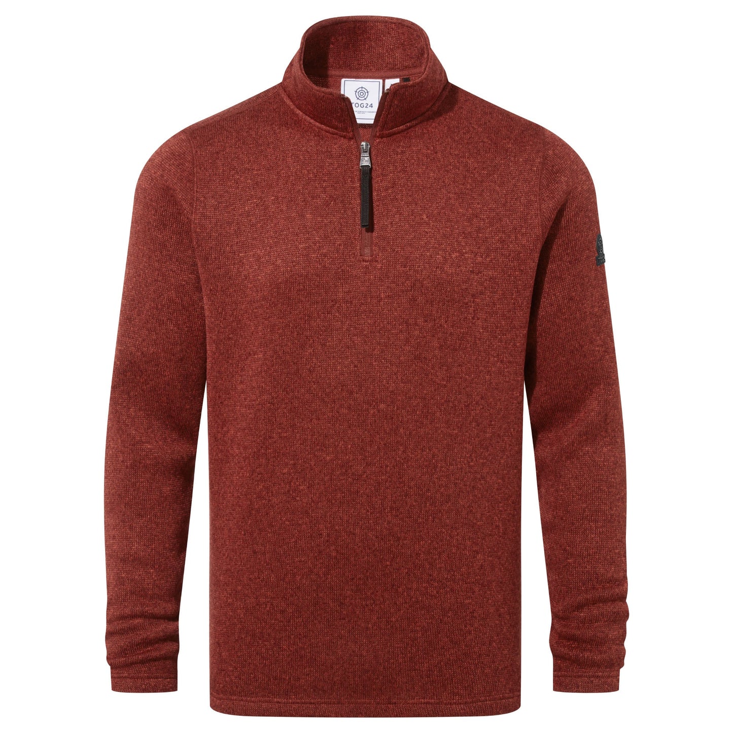 Pearson Mens Knitlook Quarter Zip Fleece - Clay Marl