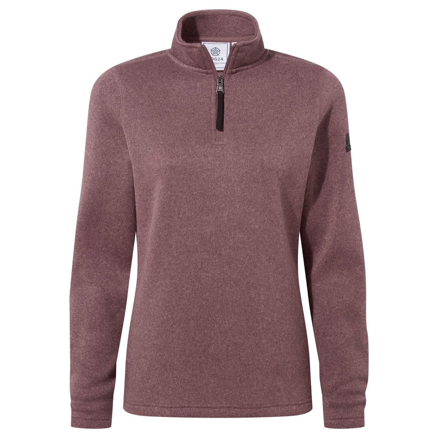 Pearson Womens Knitlook Quarter Zip Fleece - Mauve Marl