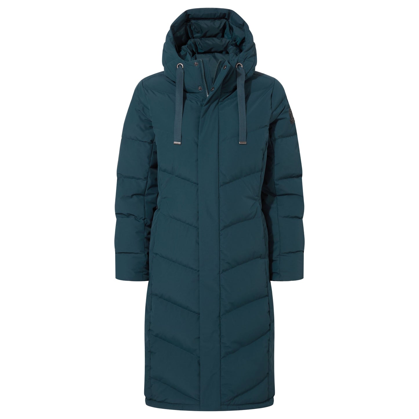 Raleigh Luxe Womens Long Shower Resistant Down Insulated Jacket - Petrol Green