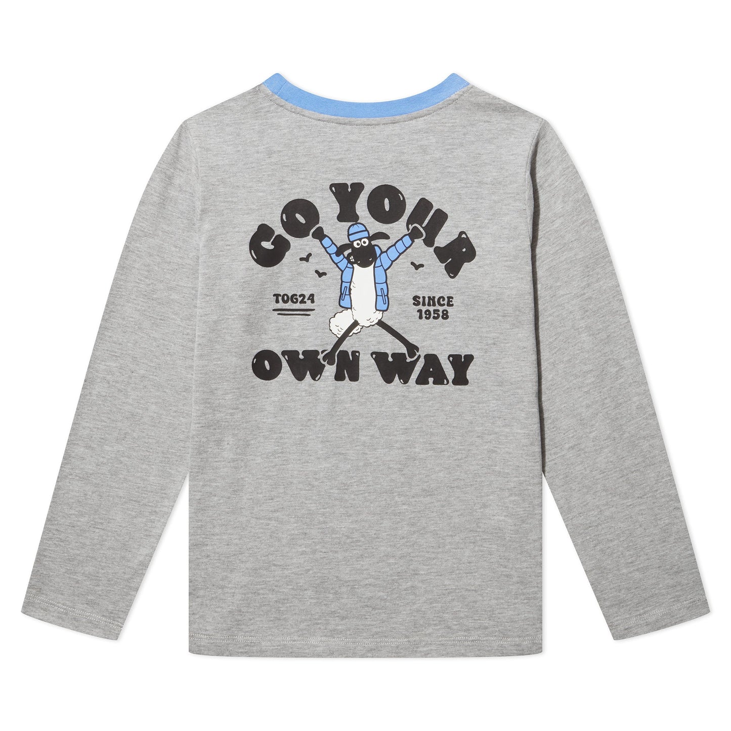 Ryeland Kids Shaun the Sheep T-Shirt LS - Dark Grey Marl