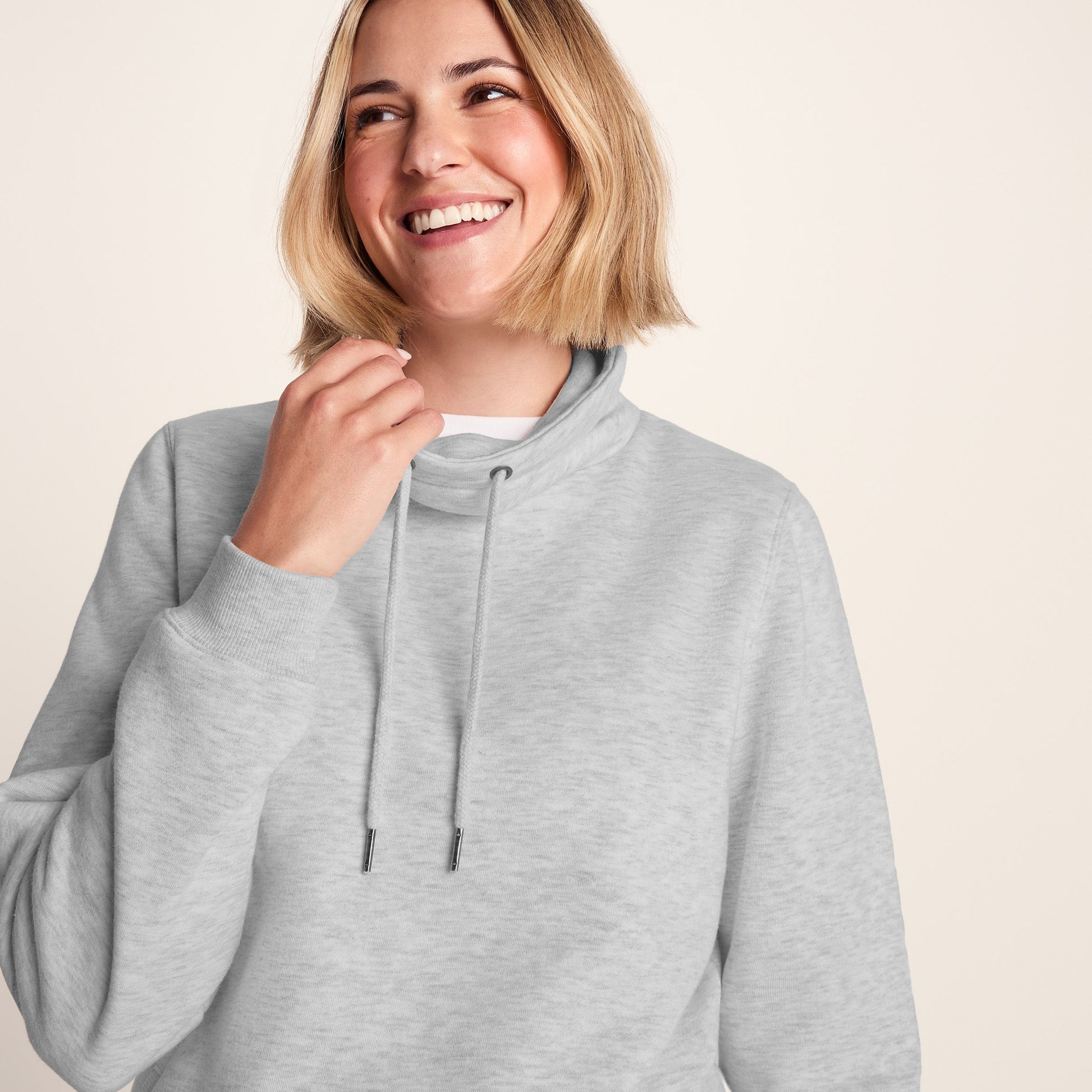 Abigail Womens Supersoft Funnel Neck Sweat - Oatmeal Marl