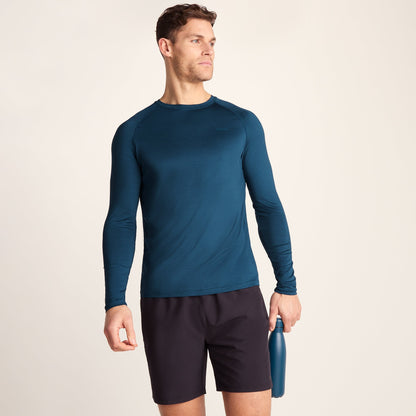 Ace Mens Long Sleeve Performance T-Shirt - Inky Blue
