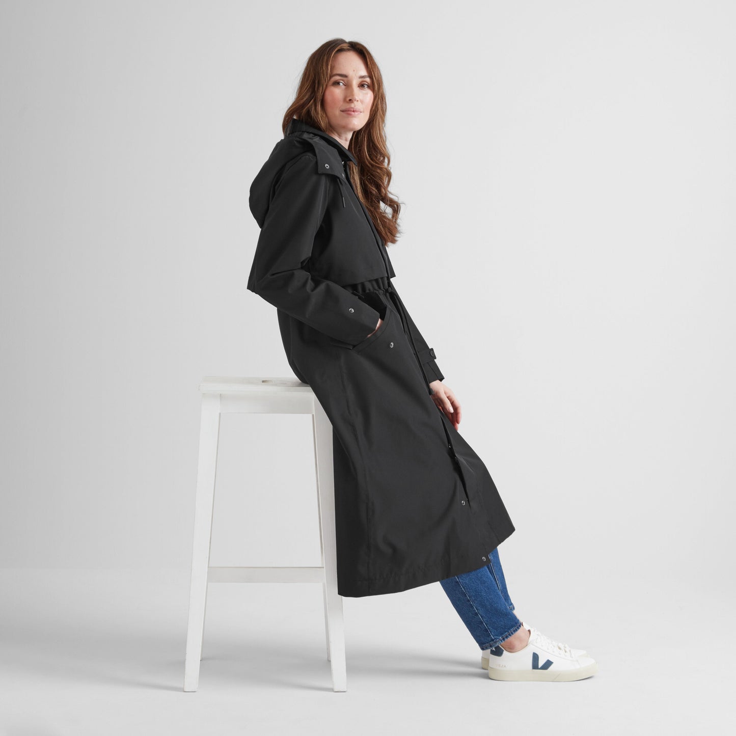 Alva Womens Waterproof Trench Coat - Black
