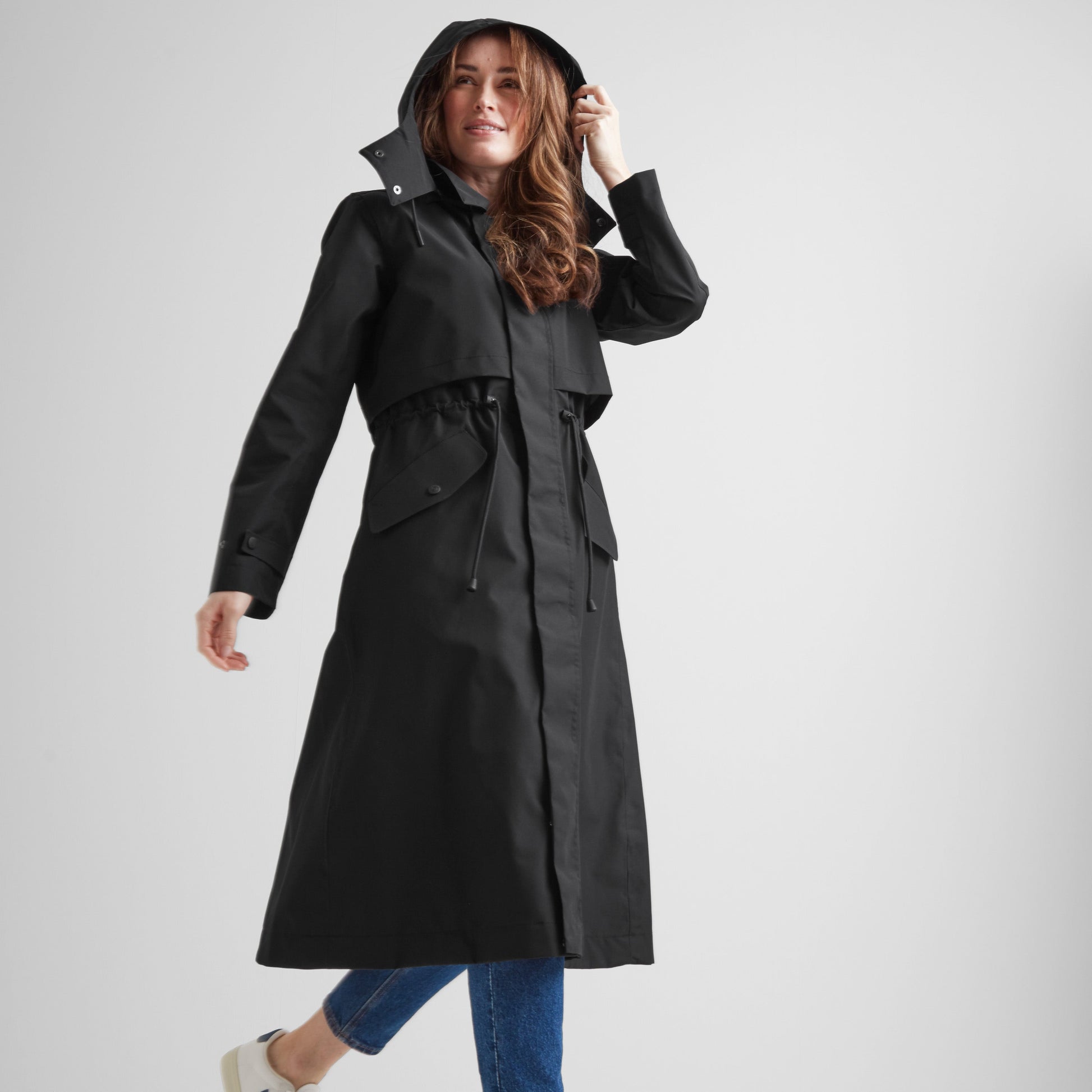 Alva Womens Waterproof Trench Coat - Black