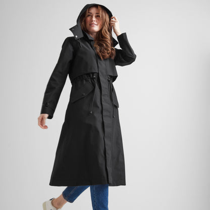 Alva Womens Waterproof Trench Coat - Black