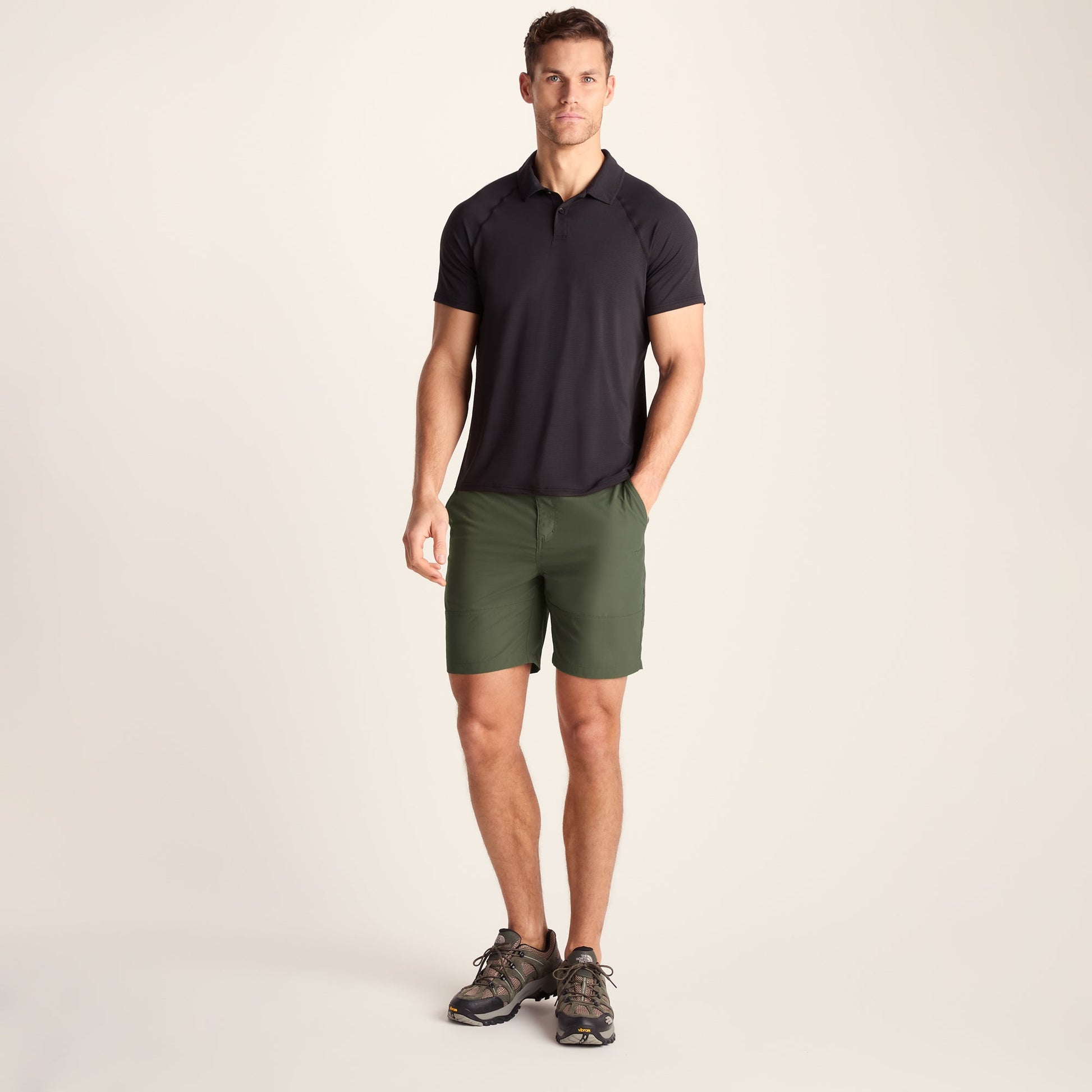 Amble Mens Lightweight Ripstop Performance Shorts - Khaki
