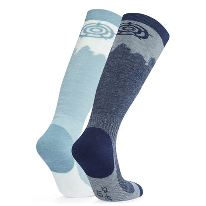 Aprica 2 Pack Womens Ski Sock - Oxford Blue/Mist Grey