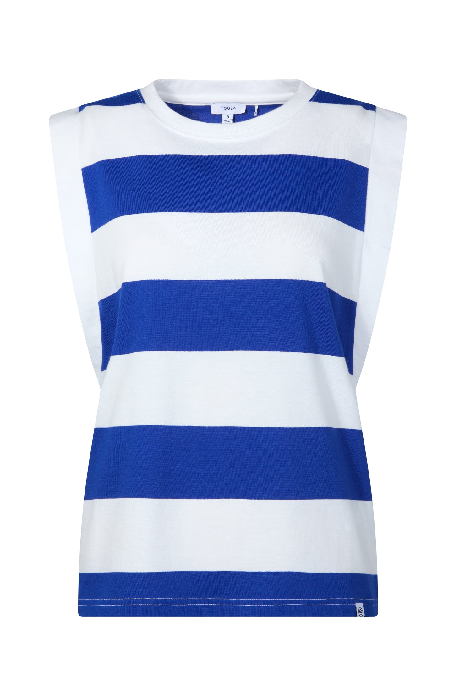 Aurelia Womens 100% Cotton Supersoft Boxy Fit Vest - Ultramarine Blue Stripe