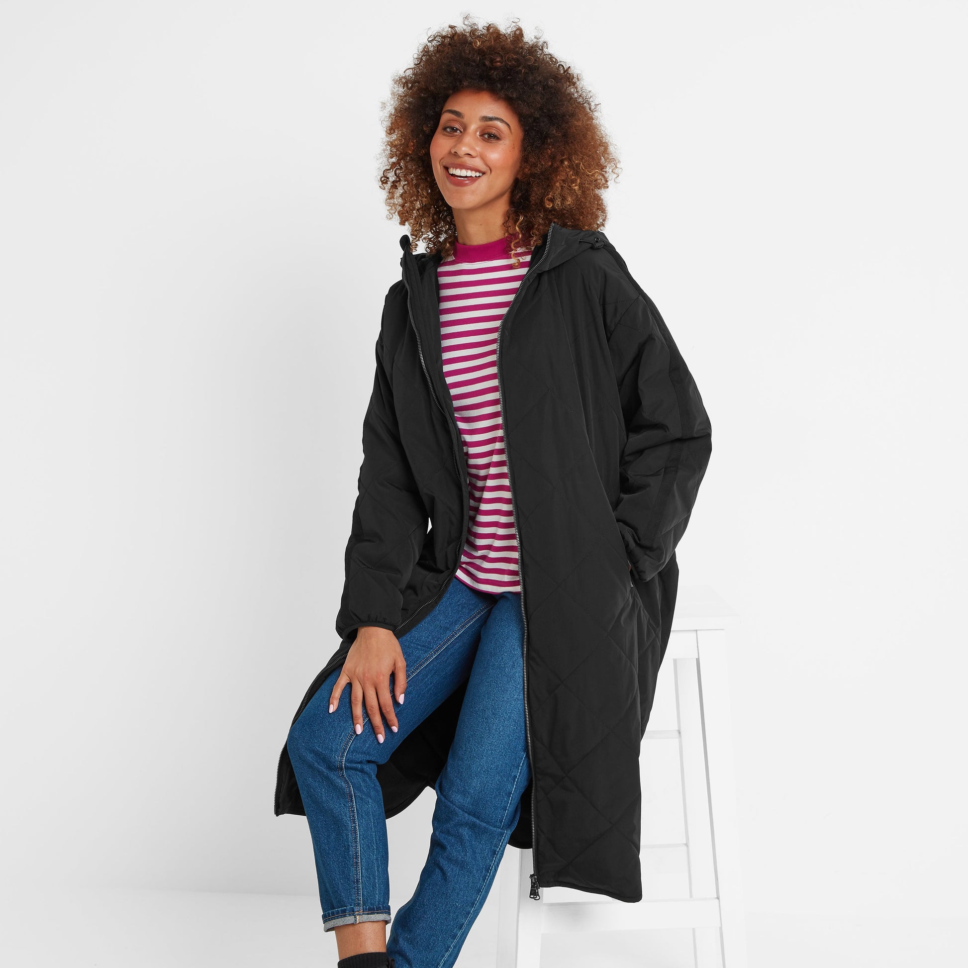 Banton Womens Oversized Shower Resistant Insulated Jacket - Black