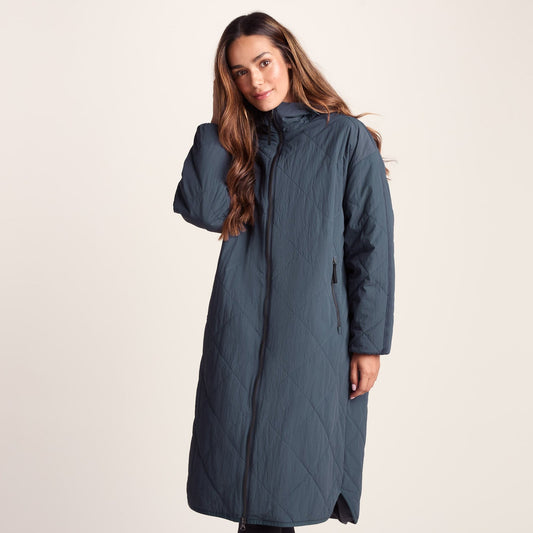 Banton Womens Oversized Shower Resistant Insulated Jacket - Washed Blue