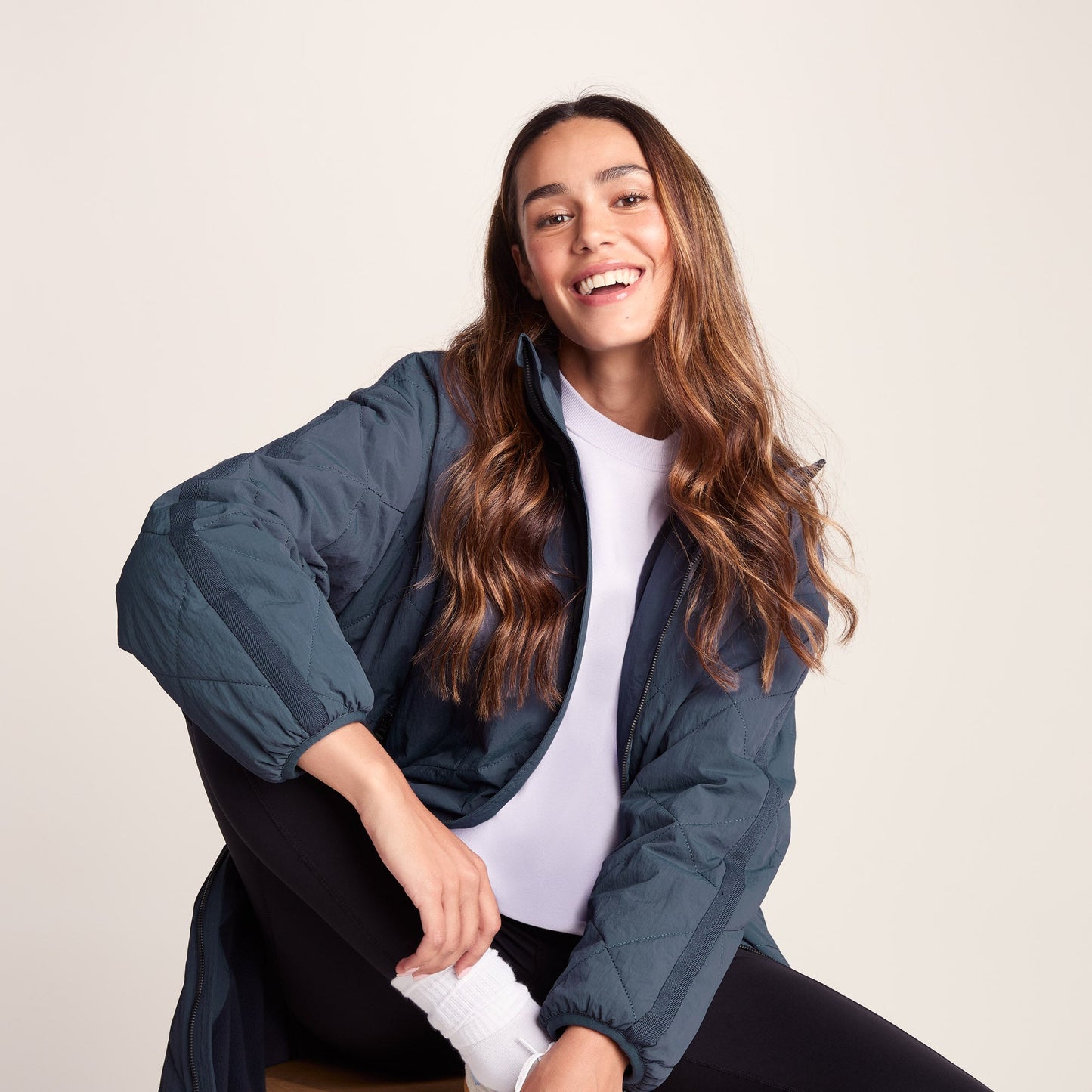 Banton Womens Oversized Shower Resistant Insulated Jacket - Washed Blue