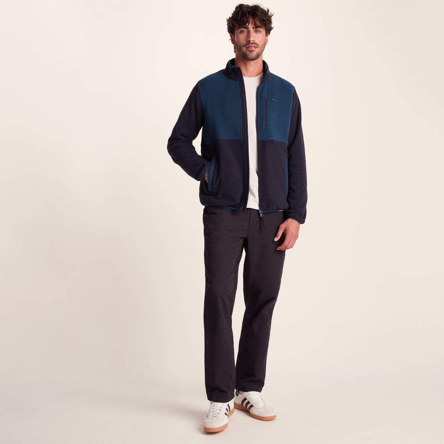 Banwell Mens Microfleece Jacket - Dark Indigo/Petrol Green