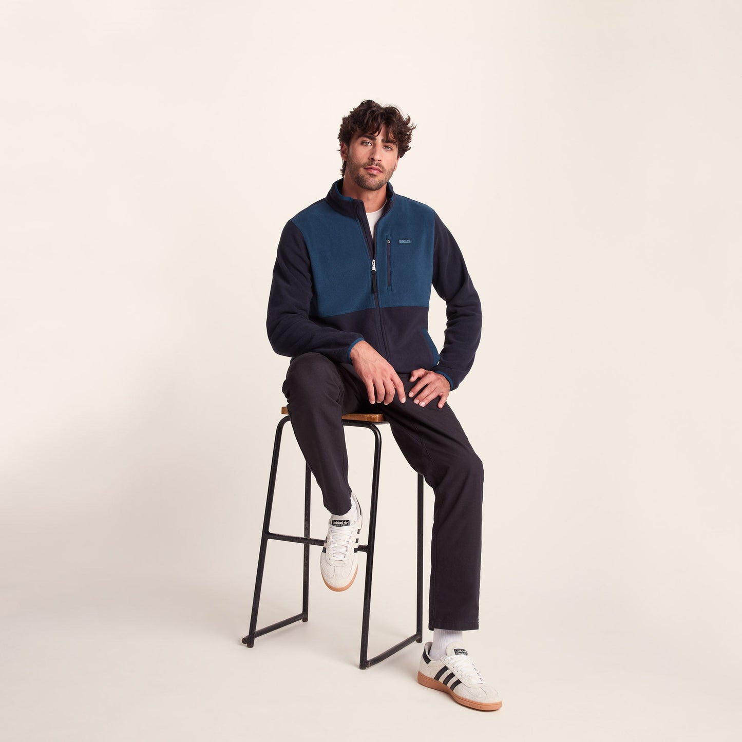 Banwell Mens Microfleece Jacket - Dark Indigo/Petrol Green