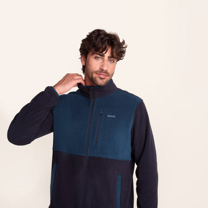 Banwell Mens Microfleece Jacket - Dark Indigo/Petrol Green