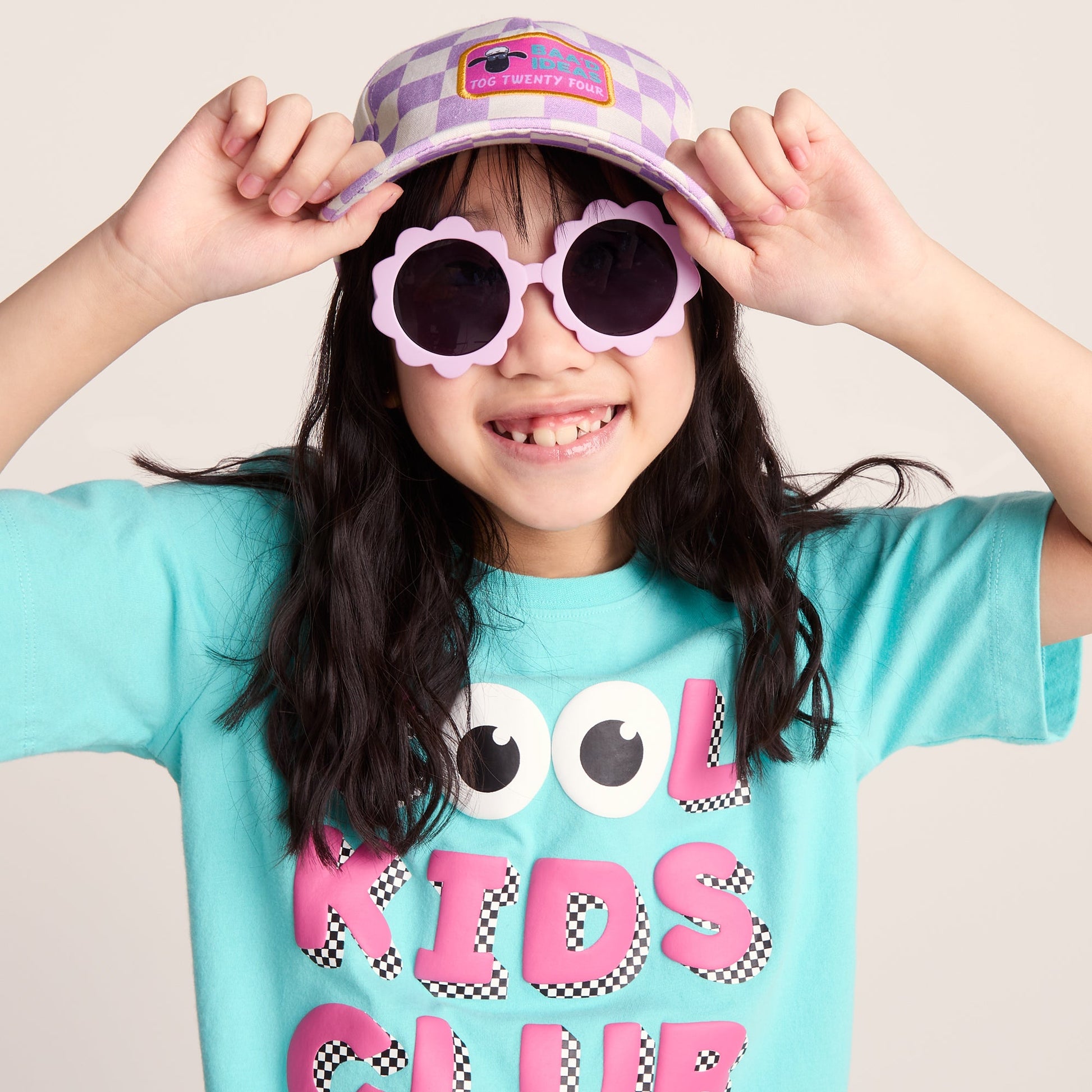 Bardoka Kids Shaun the Sheep Baseball Cap - Lilac Haze/White Checkerboard