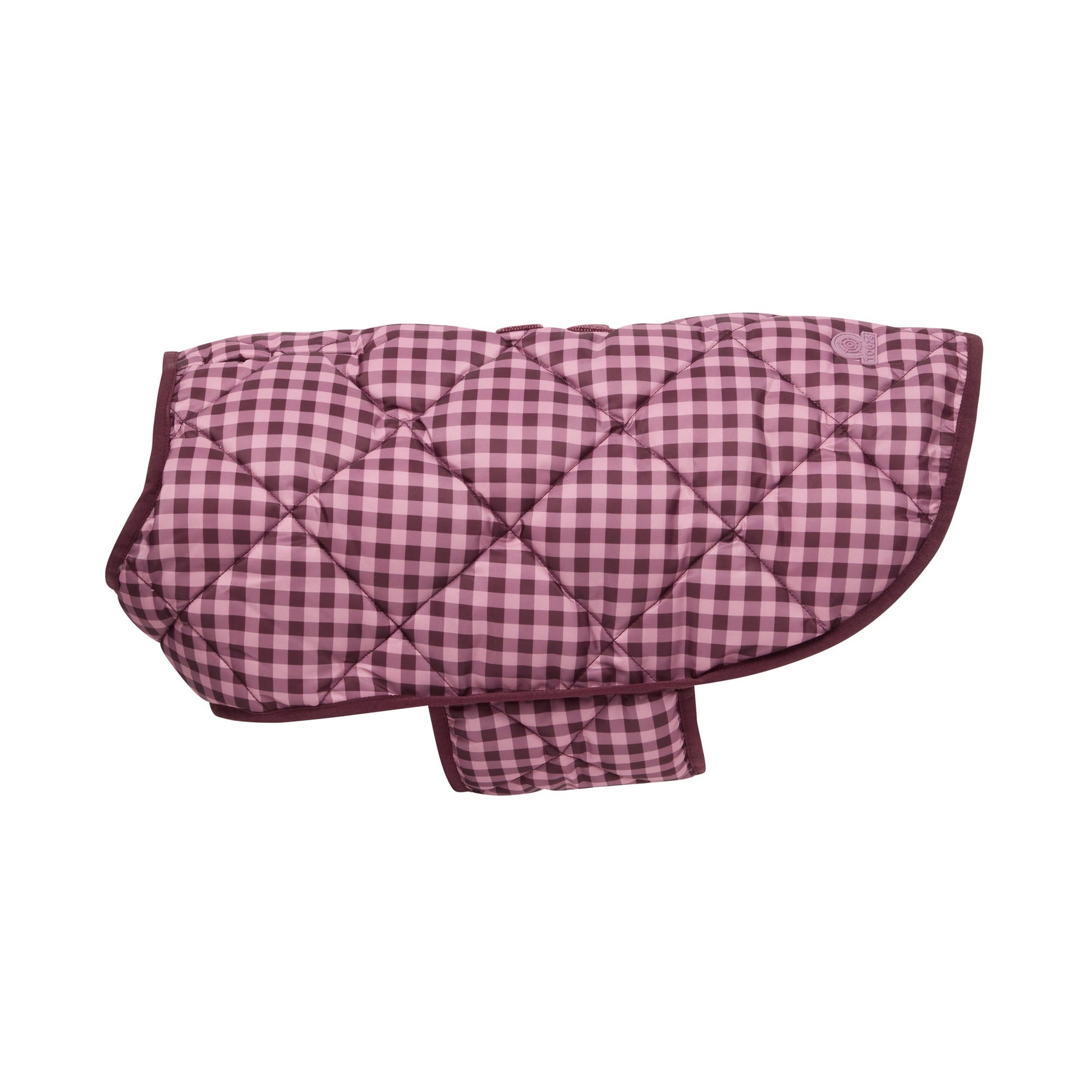 Bark Gingham Printed Padded Dog Coat - Mauve Gingham