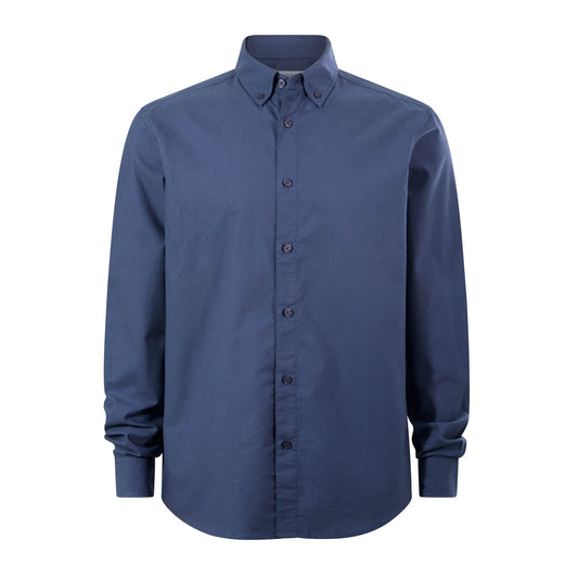 Barry Mens Long Sleeved Cotton Oxford  Shirt - Smokey Blue