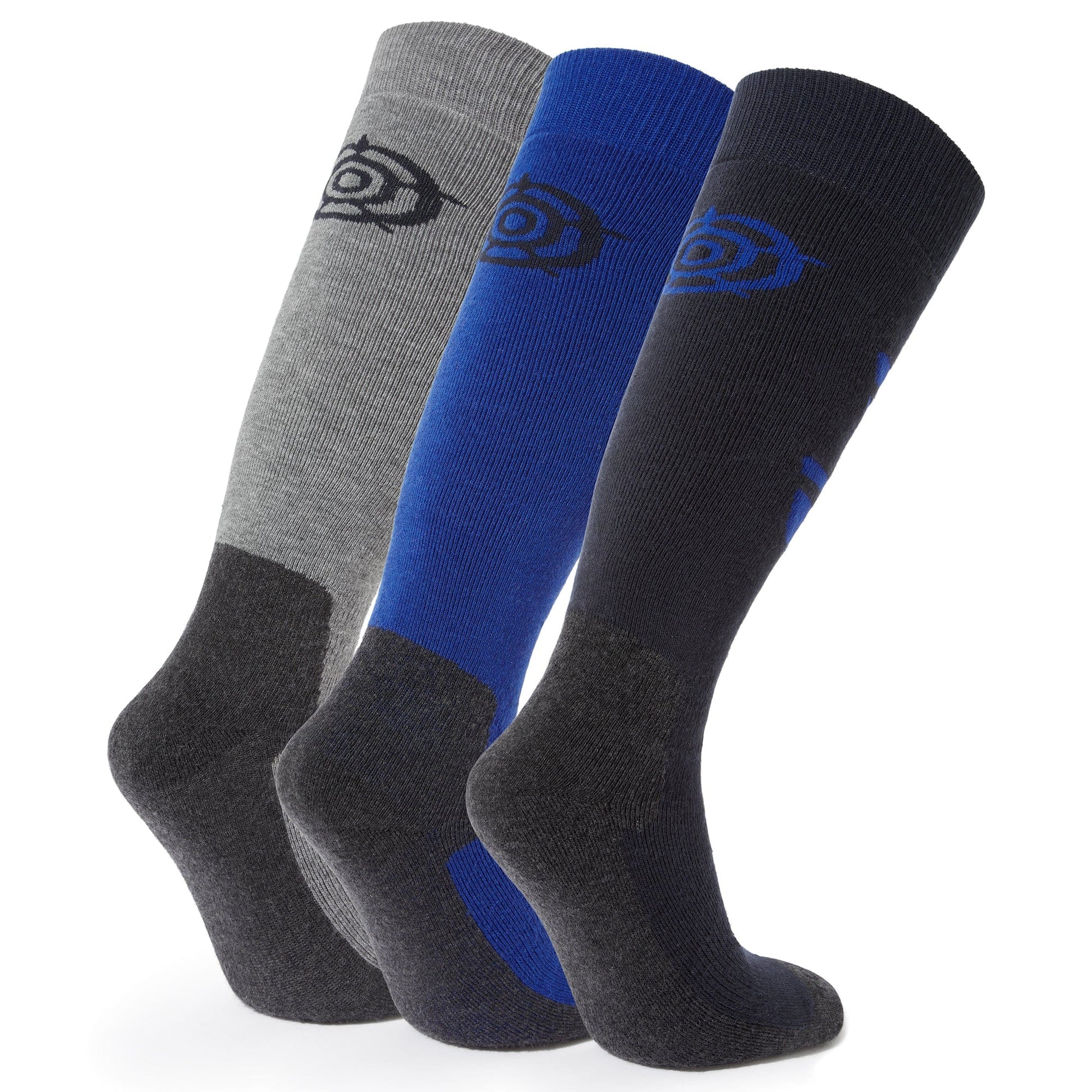 Bergenz 3 Pack Mens Ski Socks - Dark Indigo/Royal Blue/Light Grey Marl