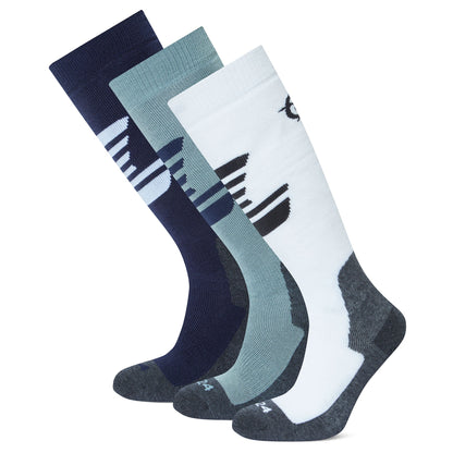 Bergenz 3 Pack Womens Ski Socks - Oxford Blue/Mist Grey/Optic White