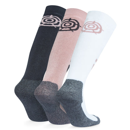 Bergenz 3 Pack Kids Ski Socks - Black/Faded Pink/Optic White