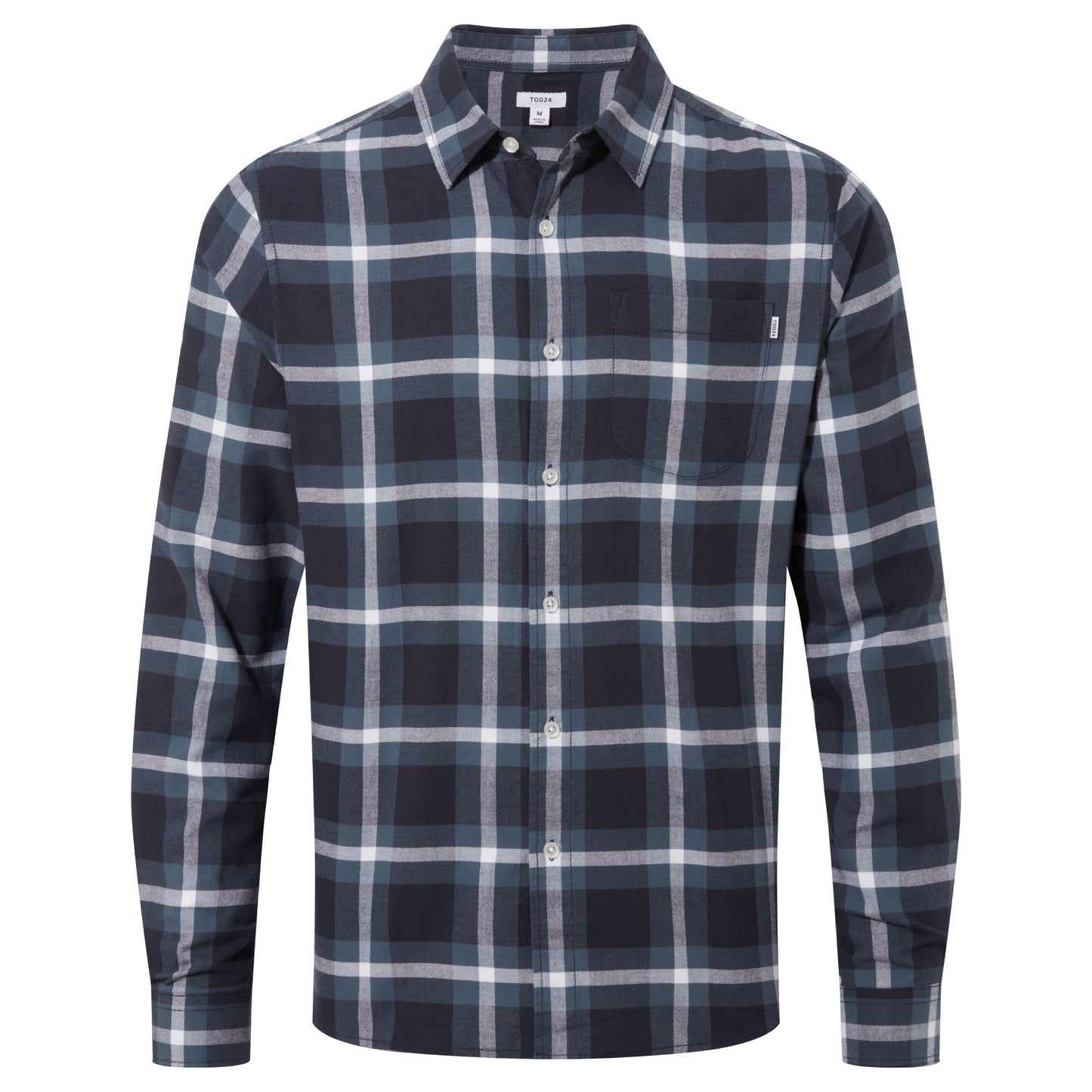 Bertram Mens Long Sleeve Cotton Flannel Shirt - Arctic Blue Check