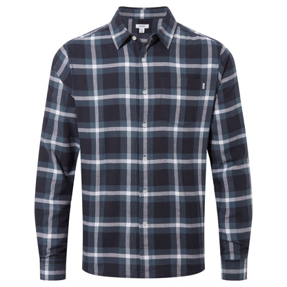 Bertram Mens Long Sleeve Cotton Flannel Shirt - Arctic Blue Check