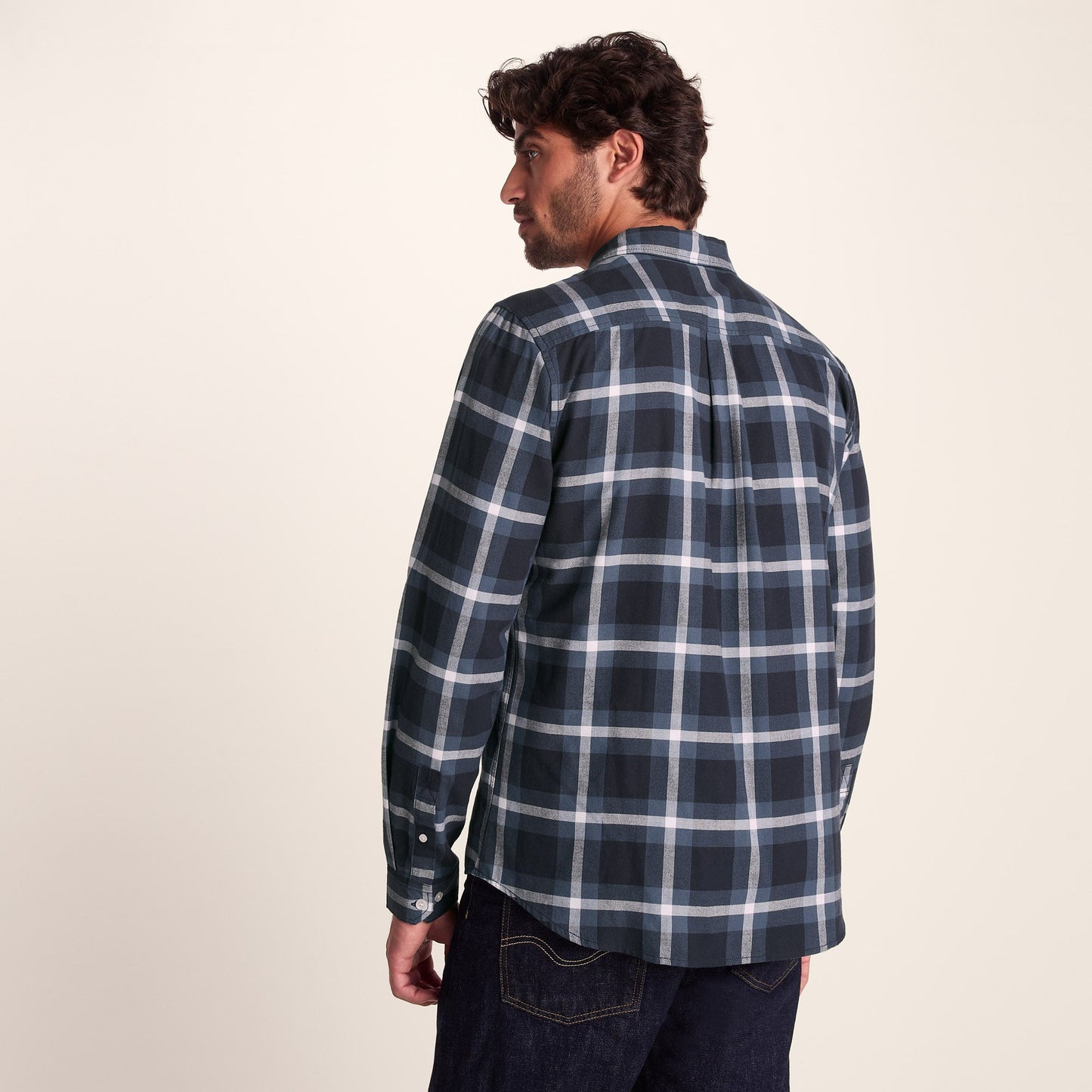 Bertram Mens Long Sleeve Cotton Flannel Shirt - Arctic Blue Check