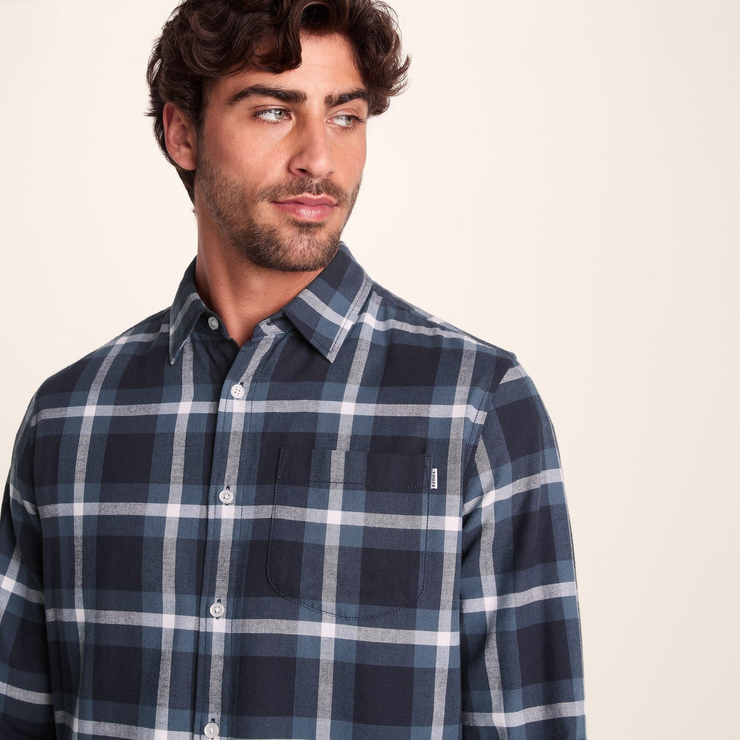 Bertram Mens Long Sleeve Cotton Flannel Shirt - Arctic Blue Check