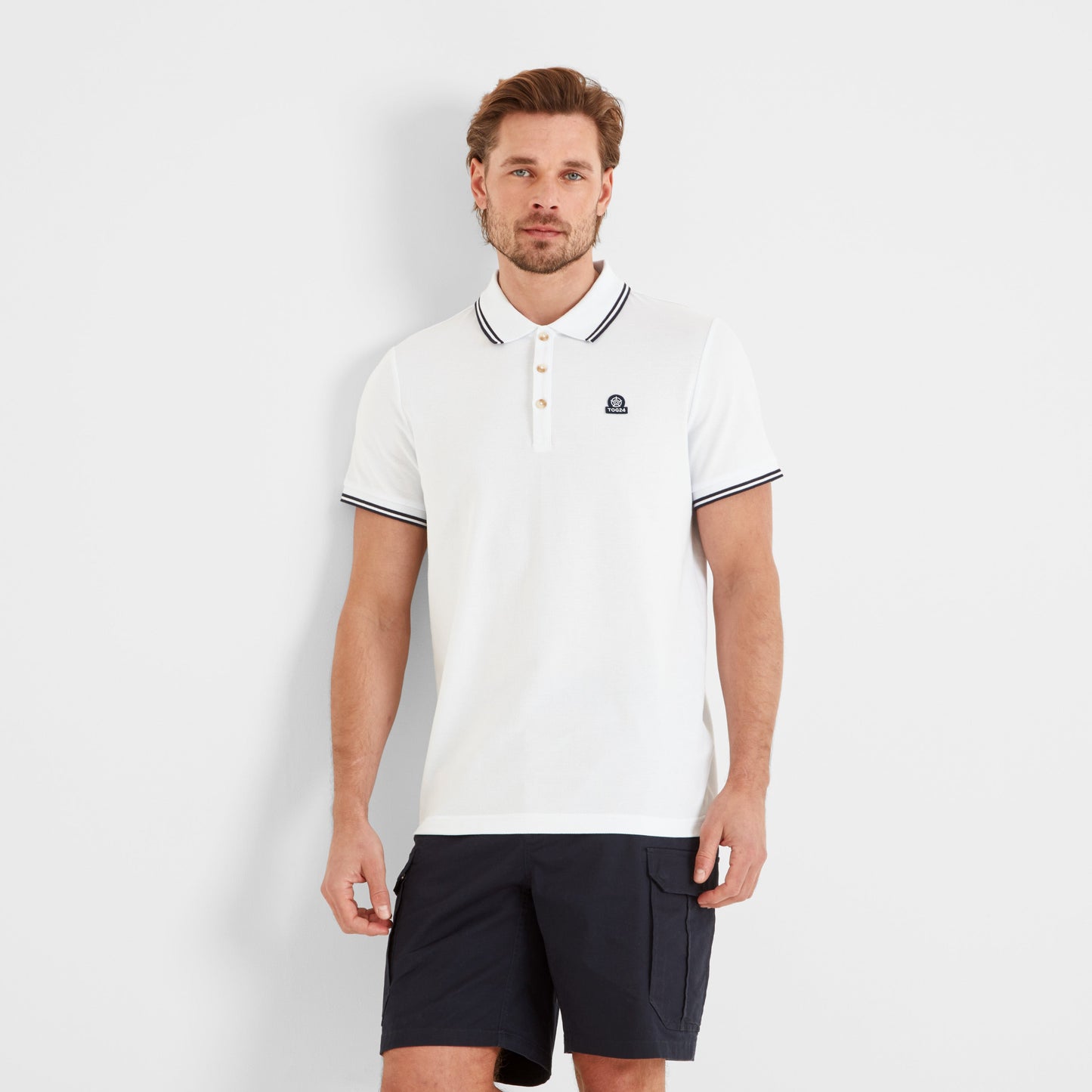 Biston Mens 100% Cotton Pique Polo Shirt - Optic White