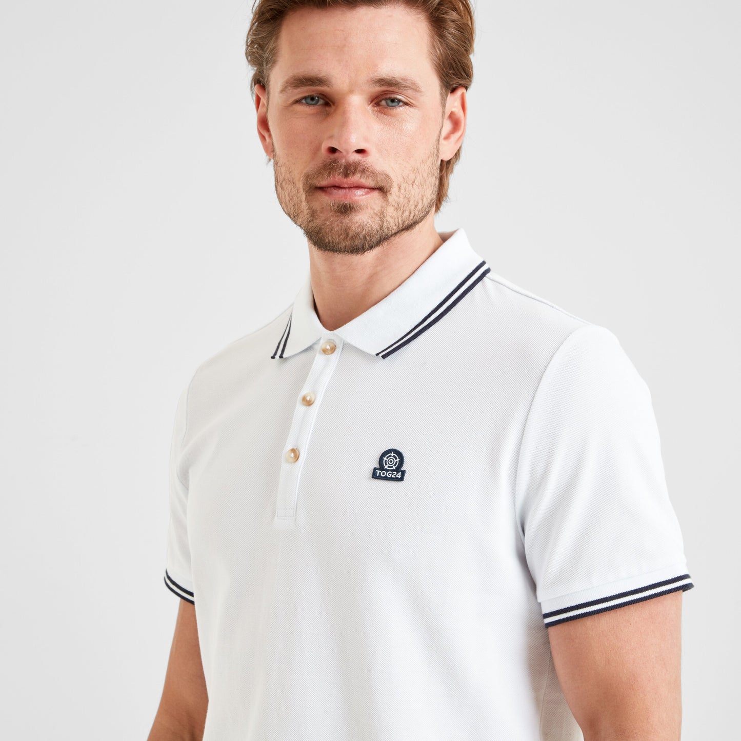 Biston Mens 100% Cotton Pique Polo Shirt - Optic White