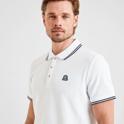 Biston Mens 100% Cotton Pique Polo Shirt - Optic White