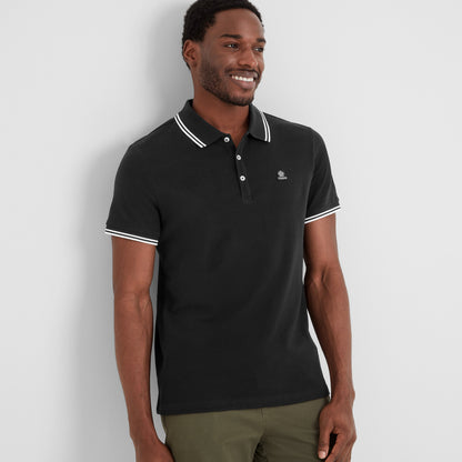 Biston Mens 100% Cotton Pique Polo Shirt - Black