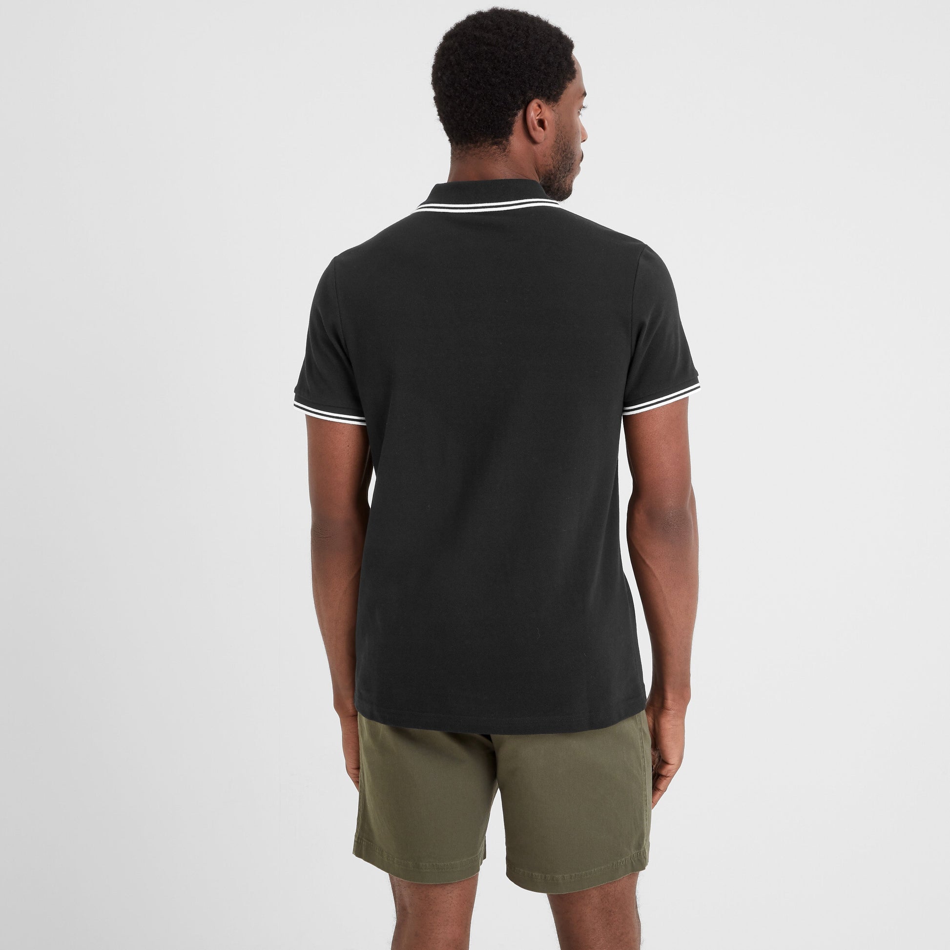 Biston Mens 100% Cotton Pique Polo Shirt - Black