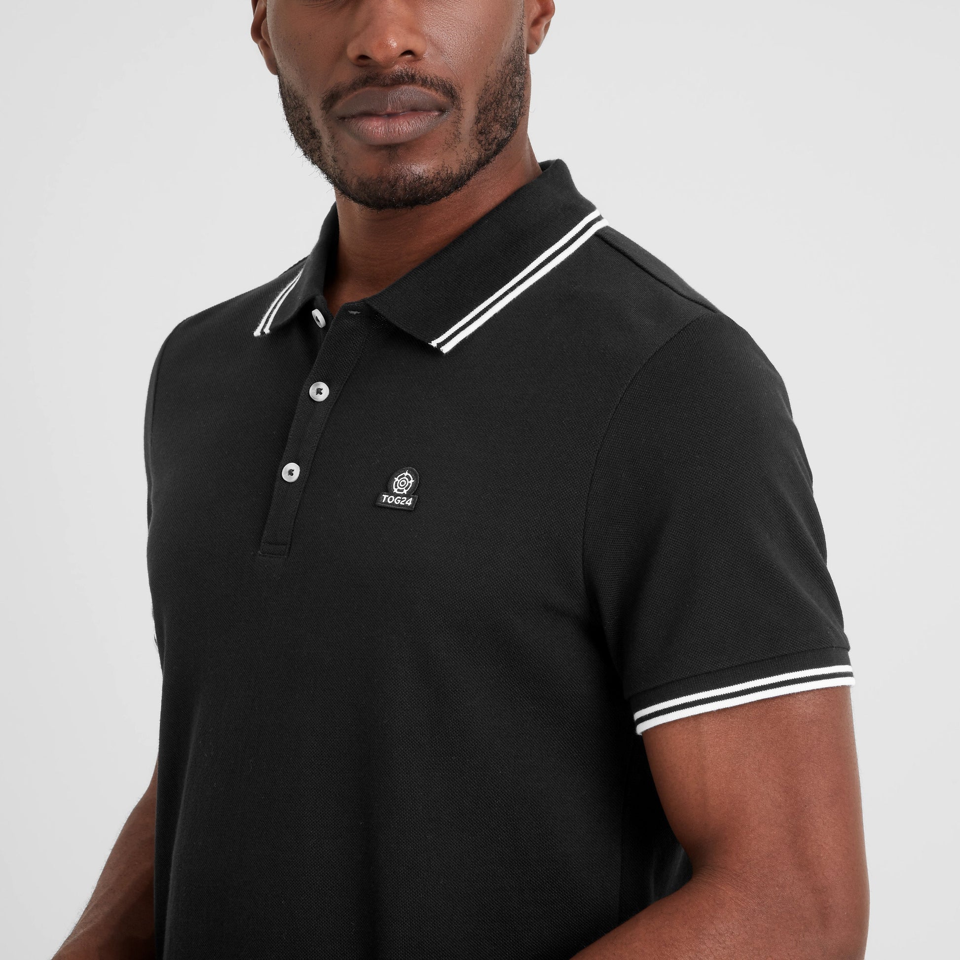 Biston Mens 100% Cotton Pique Polo Shirt - Black