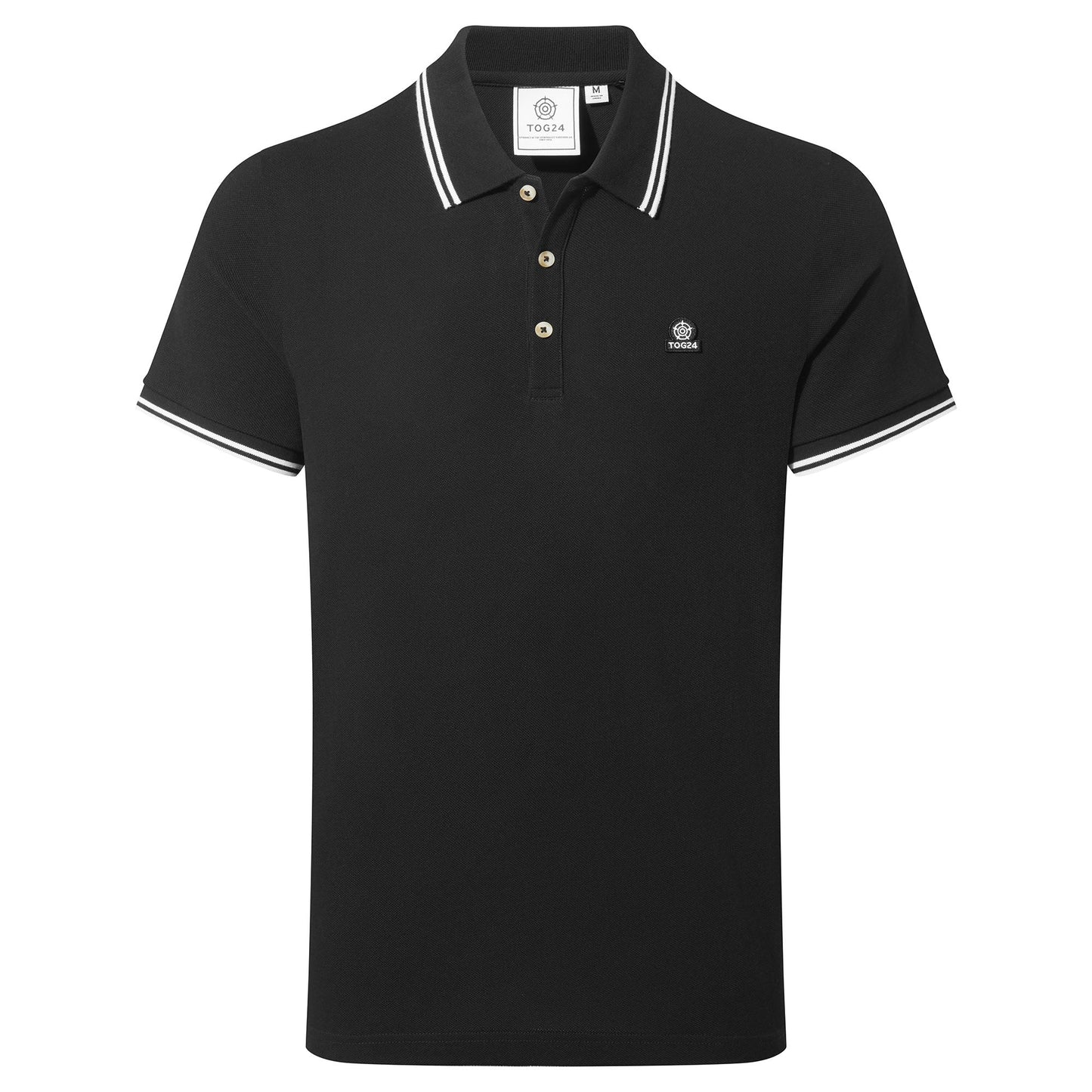 Biston Mens 100% Cotton Pique Polo Shirt - Black
