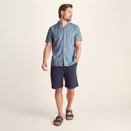 Boldon Mens 100% Cotton Supersoft Short Sleeve Shirt - Light Blue Stripe