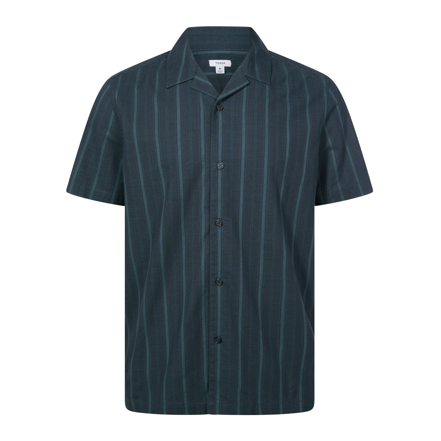 Boldon Mens 100% Cotton Supersoft Short Sleeve Shirt - Dark Indigo Stripe