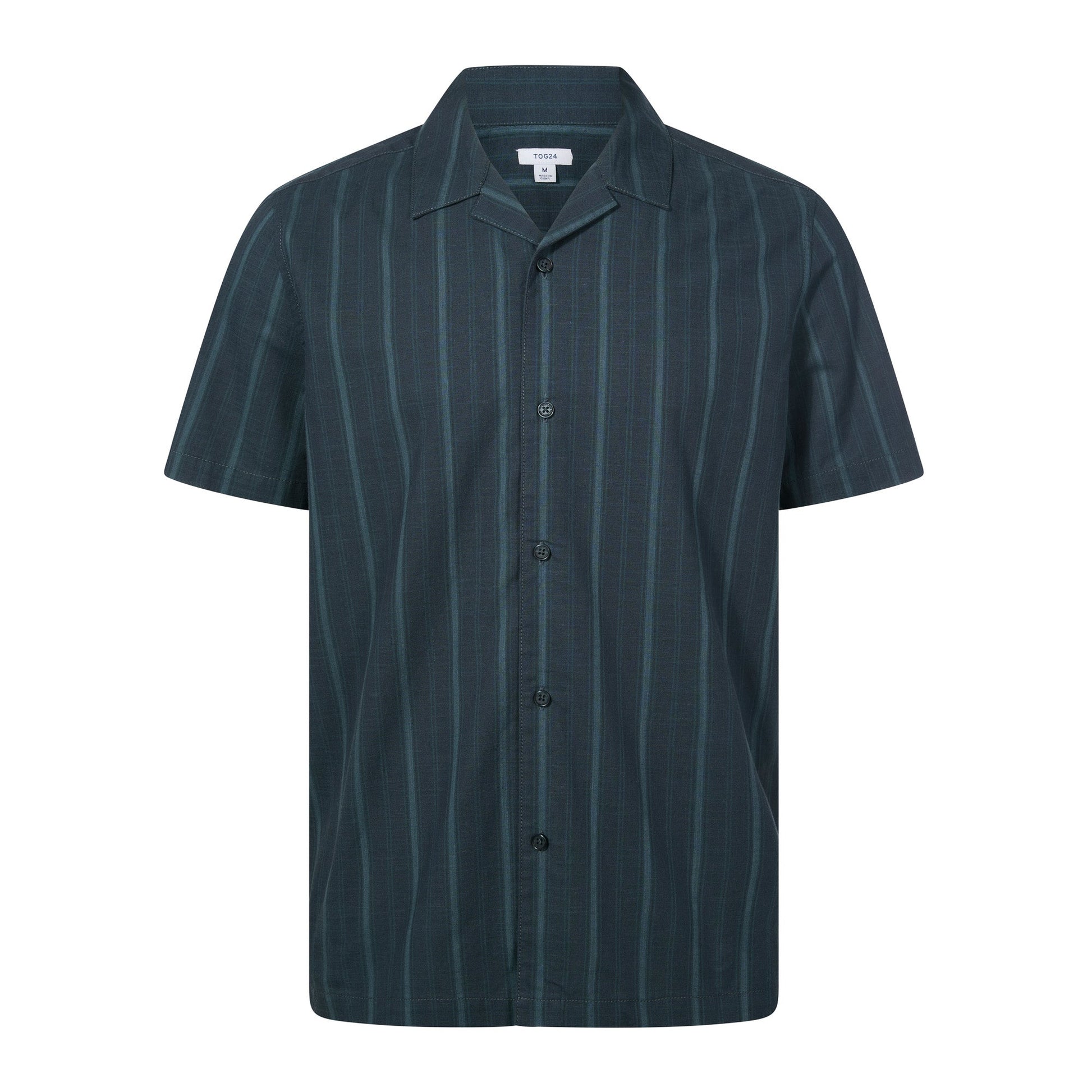 Boldon Mens 100% Cotton Supersoft Short Sleeve Shirt - Dark Indigo Stripe